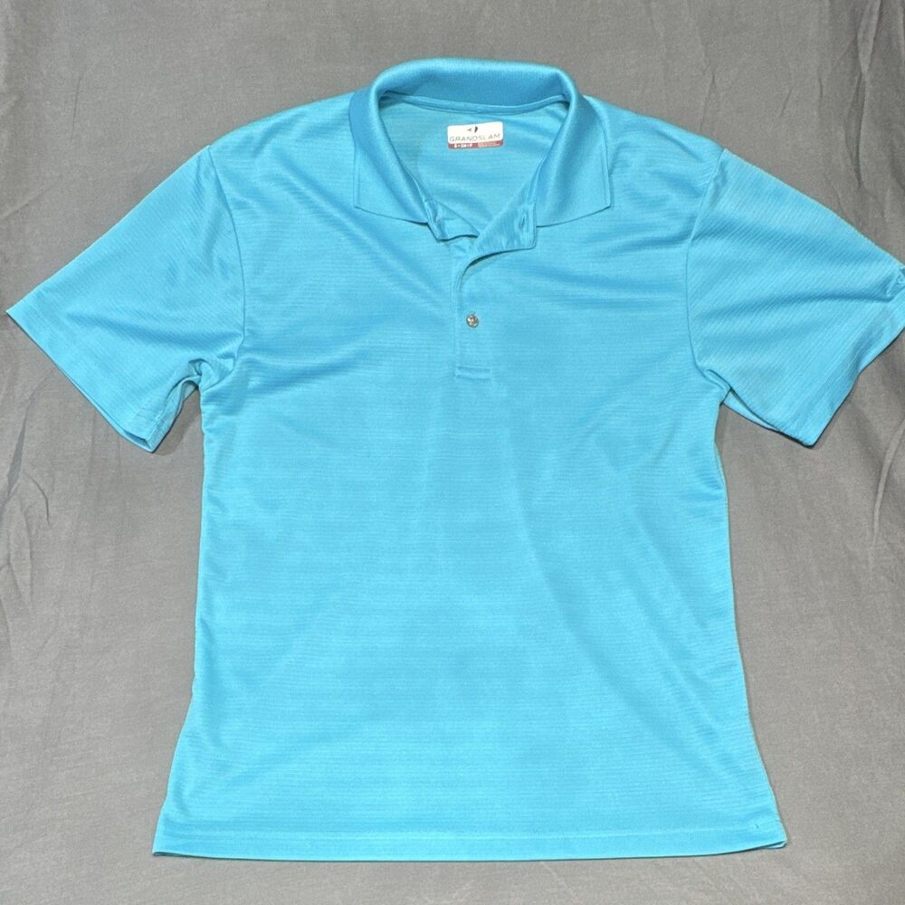 Grand Slam Men's Blue Solid Short Sleeve Collared Polo Shirt, Size S